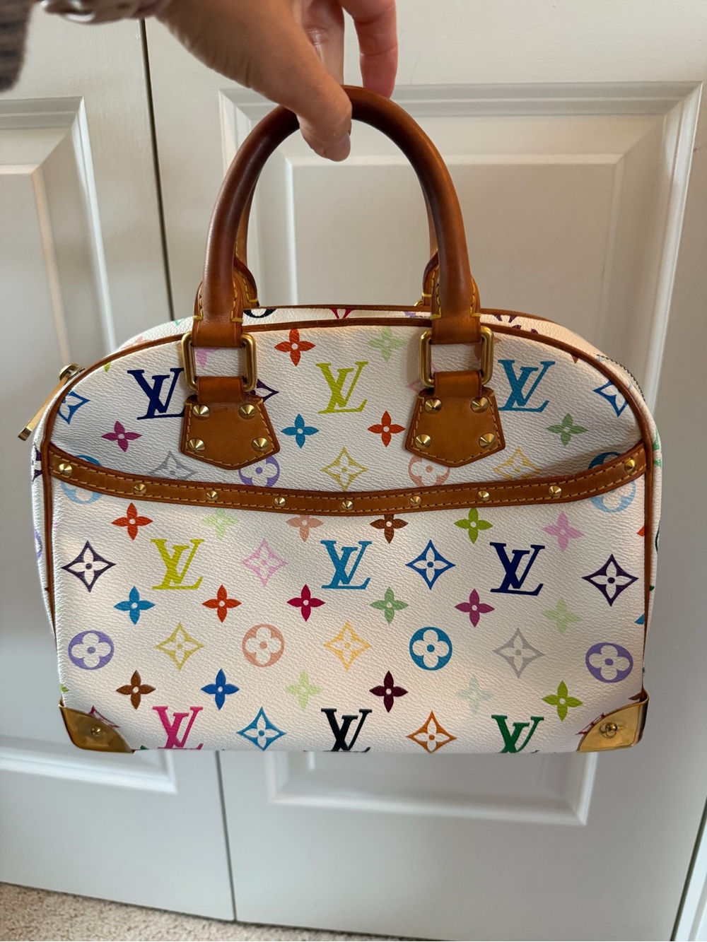 Louis Vuitton Multicolor Monogram Trouville Handbag White/ Blanc Murakami